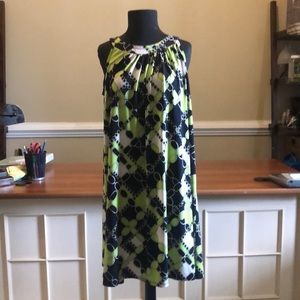 Green and navy blue dress